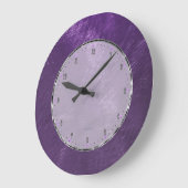 Grande Horloge Ronde Design métallique violet profond en acier brossé 2 (Angle)