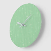 Grande Horloge Ronde Design moderne de rayures et de points vert menthe (Angle)