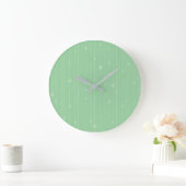 Grande Horloge Ronde Design moderne de rayures et de points vert menthe (Maison)