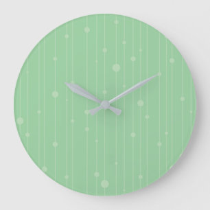 Grande Horloge Ronde Design moderne de rayures et de points vert menthe
