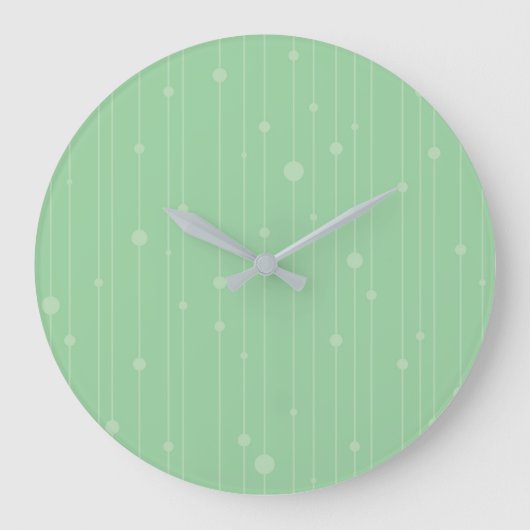 Grande Horloge Ronde Design moderne de rayures et de points vert menthe (Recto)