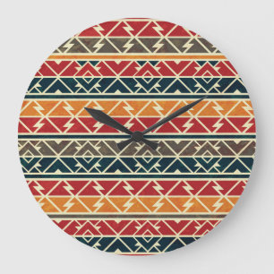 Grande Horloge Ronde Design Motif africain traditionnel sans couture