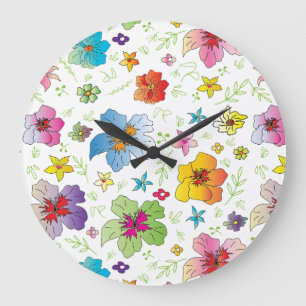 Grande Horloge Ronde Design Motif coloré élégant