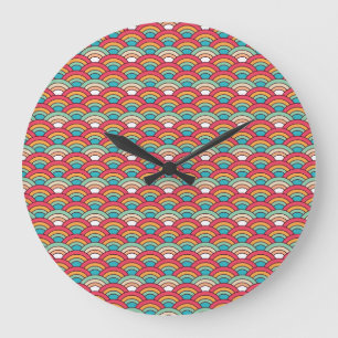 Grande Horloge Ronde Design Motif traditionnel sans couture élégant