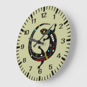 Grande Horloge Ronde Design personnalisé Aztec Sud-Ouest Lizard (Angle)