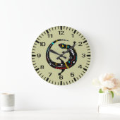Grande Horloge Ronde Design personnalisé Aztec Sud-Ouest Lizard (Maison)