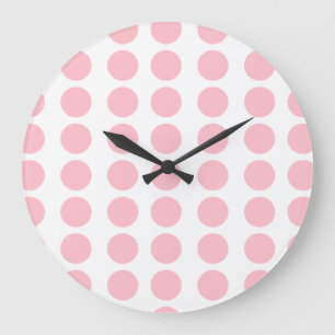 Grande Horloge Ronde Design Pois rose