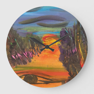 Grande Horloge Ronde Dessin à la main Horizon Âme
