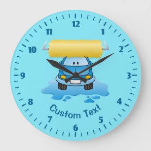 Grande Horloge Ronde Dessin animé de lavage de voiture