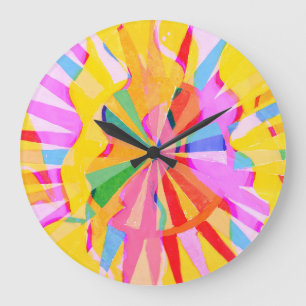 Grande Horloge Ronde dessin créatif Abstrait, arrière - plan coloré.
