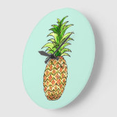 Grande Horloge Ronde dessin d'ananas aquarelle (Angle)