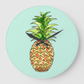 Grande Horloge Ronde dessin d'ananas aquarelle (Recto)