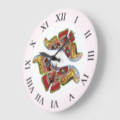 Grande Horloge Ronde Dessin d'art papillon (Angle)