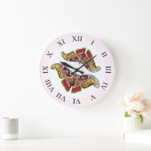 Grande Horloge Ronde Dessin d'art papillon (Maison)