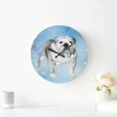 Grande Horloge Ronde dessin de Bulldog anglais (Maison)