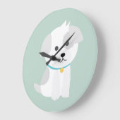 Grande Horloge Ronde Dessin de dessin de chien mignon (Angle)