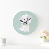 Grande Horloge Ronde Dessin de dessin de chien mignon (Maison)
