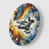 Grande Horloge Ronde Dessin de karaté Abstrait Imaginaire (Angle)