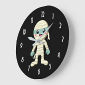 Grande Horloge Ronde  Dessin de monstre Halloween mignon (Angle)
