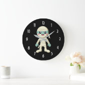 Grande Horloge Ronde Dessin de monstre Halloween mignon (Maison)