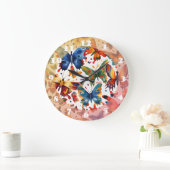 Grande Horloge Ronde Dessin de papillon coloré (Maison)