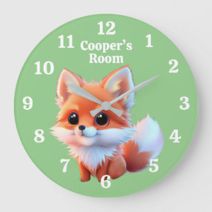 Grande Horloge Ronde Dessin de renard mignon animaux de la forêt amis d