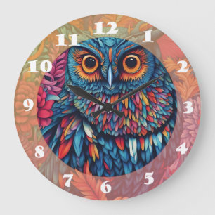 Grande Horloge Ronde Dessin d'objets Owl
