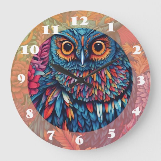 Grande Horloge Ronde Dessin d'objets Owl (Recto)