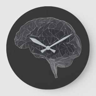 Grande Horloge Ronde Dessin du cerveau polygonal - Réseau neuronal