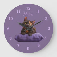 Dessin Tortoiseshell Kitten sur coussin pourpre