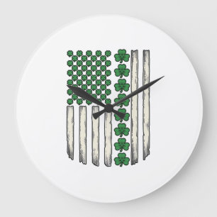 Grande Horloge Ronde Dessin vectoriel vintage du drapeau américain Sham