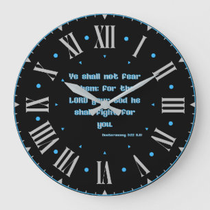 Grande Horloge Ronde Deutéronome 3:22 KJV Bible Verse Roman Numeral