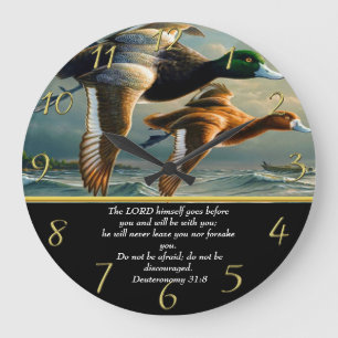 Grande Horloge Ronde Deutéronome croix de la foi chrétienne avec canard