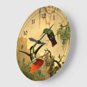 Grande Horloge Ronde Deux colibris à capuchon (Angle)