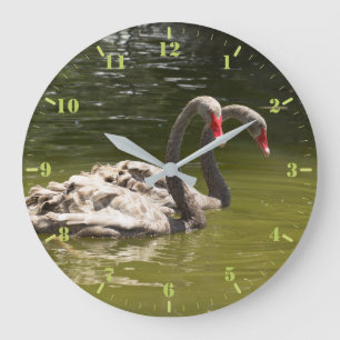 Grande Horloge Ronde Deux cygnes gris sur le lac