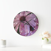 Grande Horloge Ronde Deux marguerites violettes (Maison)