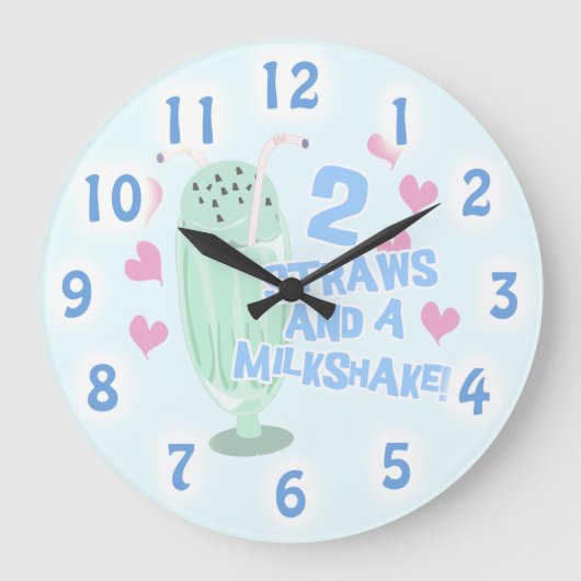 Grande Horloge Ronde Deux pailles Milkshake Funny Ice Cream Motto (Recto)