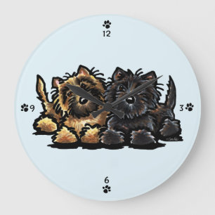 Grande Horloge Ronde Deux terriers de cairn