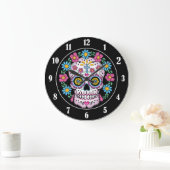 Grande Horloge Ronde Dia de los Muertos Crâne à sucre (Maison)