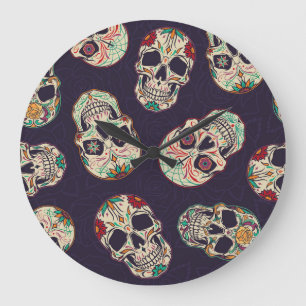Grande Horloge Ronde Dia de los Muertos Skuls