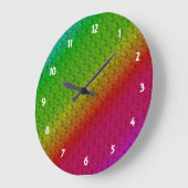 Grande Horloge Ronde Diag Arc-en-ciel - Paramètre floral vert rouge (Angle)