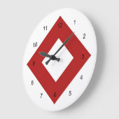 Grande Horloge Ronde Diamant blanc, Bordure rouge gras (Angle)