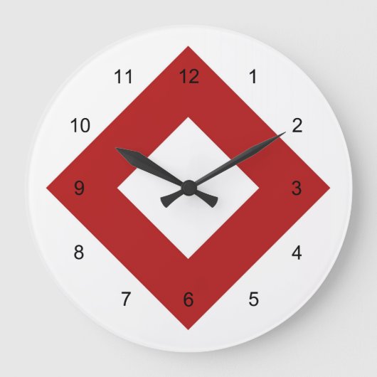 Grande Horloge Ronde Diamant blanc, Bordure rouge gras (Recto)
