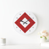 Grande Horloge Ronde Diamant blanc, Bordure rouge gras (Maison)