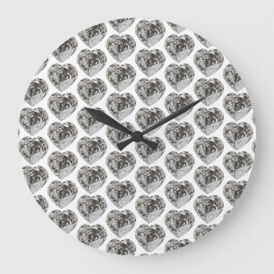 Grande Horloge Ronde Diamant de coeur