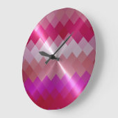 Grande Horloge Ronde Diamant métallique Chevron Motif 2 (Angle)