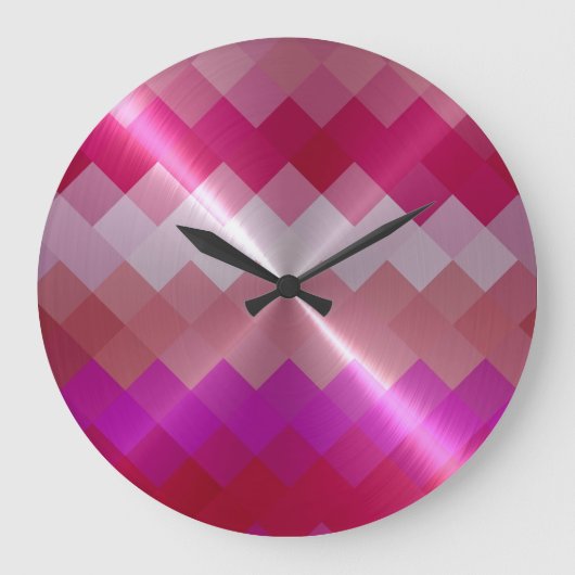 Grande Horloge Ronde Diamant métallique Chevron Motif 2 (Recto)