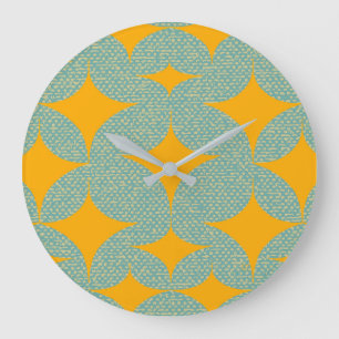 Grande Horloge Ronde Diamant turquoise moderne du milieu du siècle