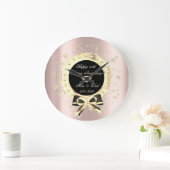 Grande Horloge Ronde Diamants Arc Confettis Rose Gold Anniversaire (Maison)