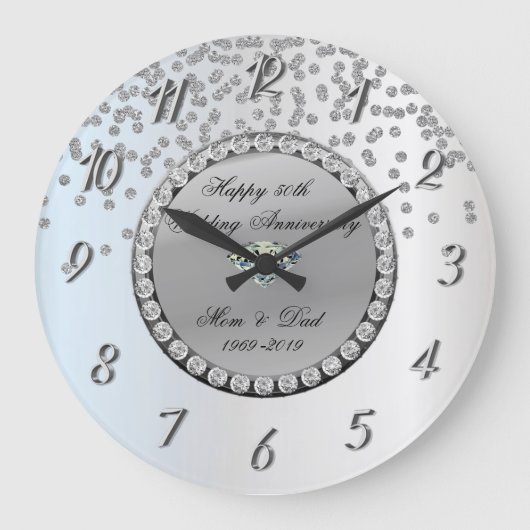 Grande Horloge Ronde Diamants argent 25e anniversaire de mariage (Recto)